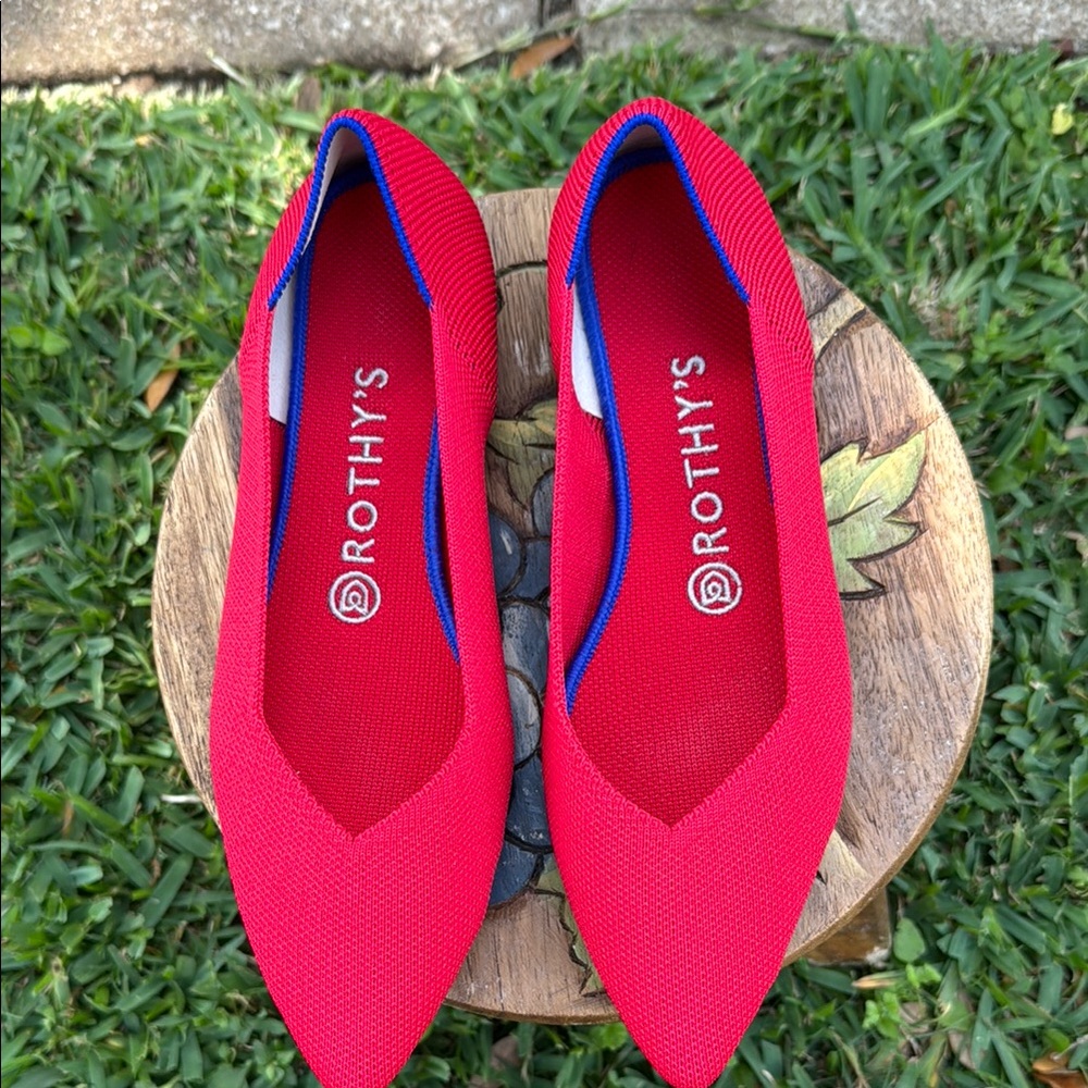 Rothy's The Point Flats 8.5 Red Classic Soft Flexible Washable